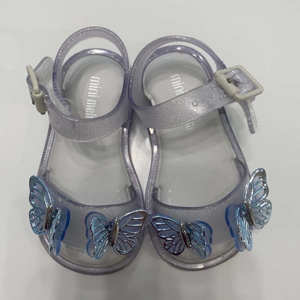 Mini Melissa Silver Glitter Jelly Sandals
